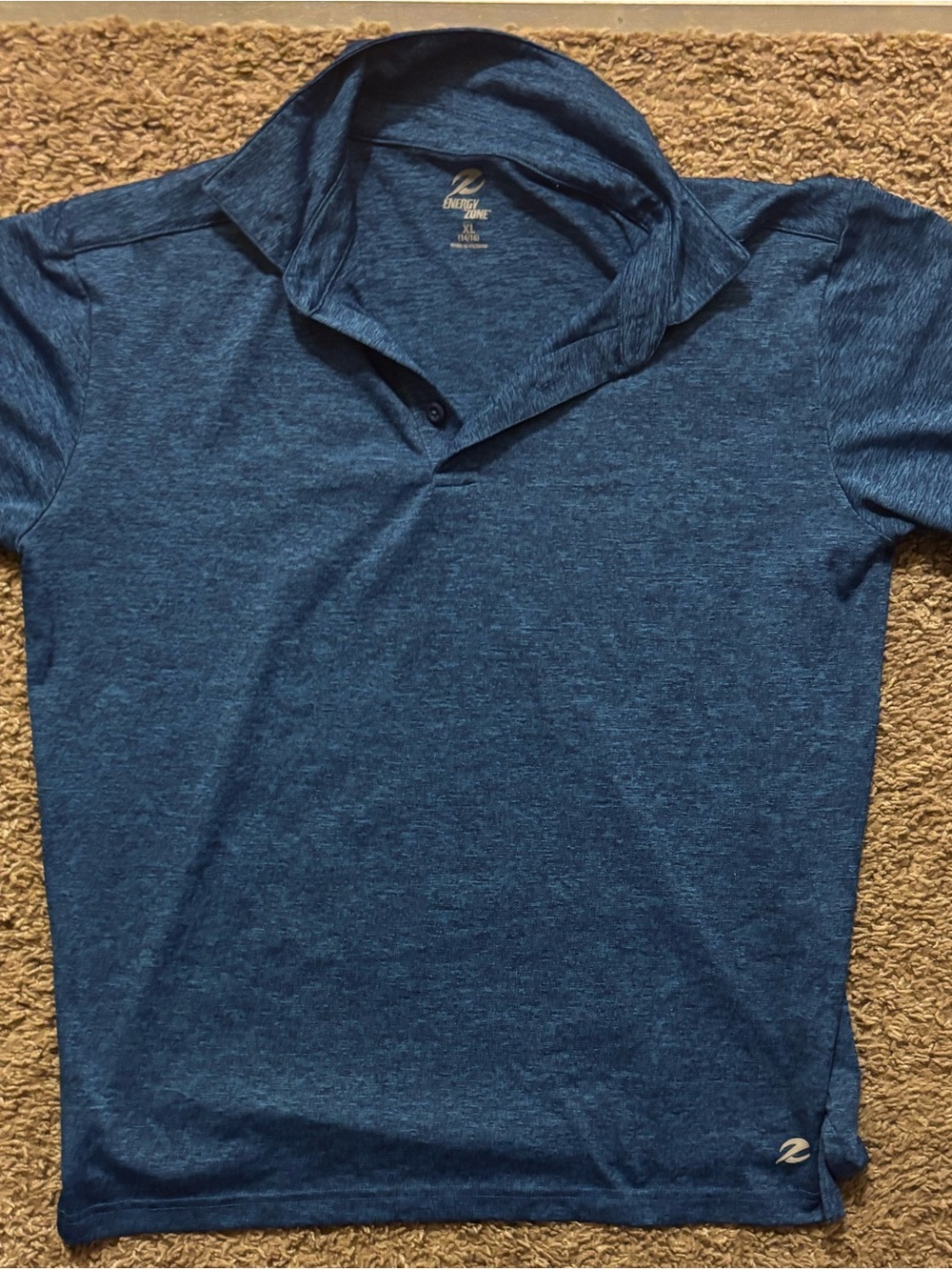 Energy Zone Boys XL (14/16)Blue Heather Polo Shirt Excellent Condition